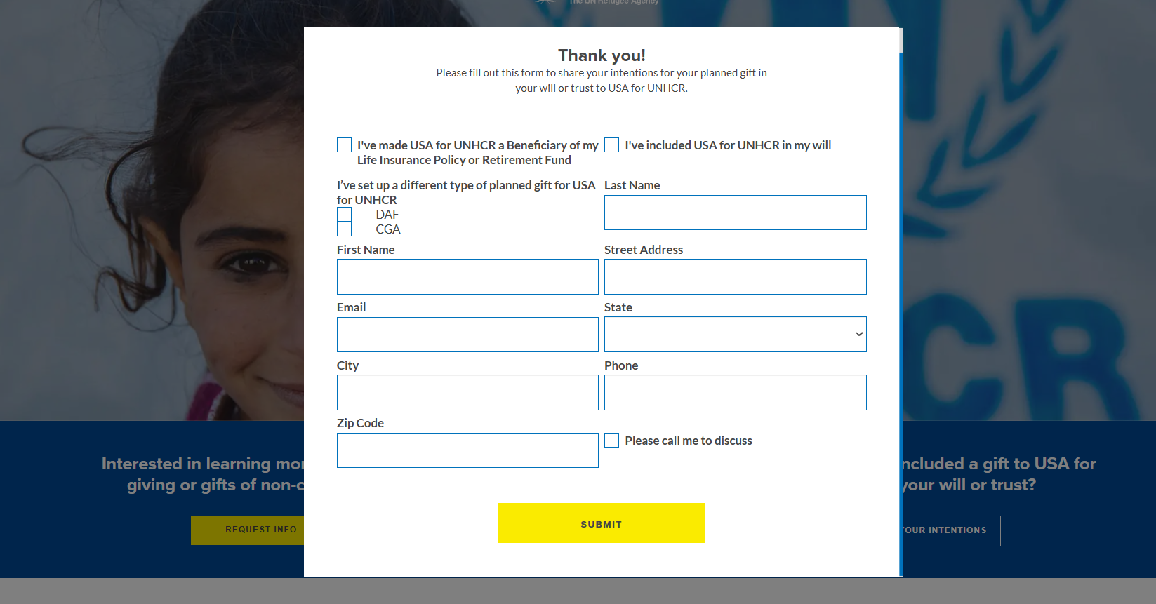 Bequest intention form example