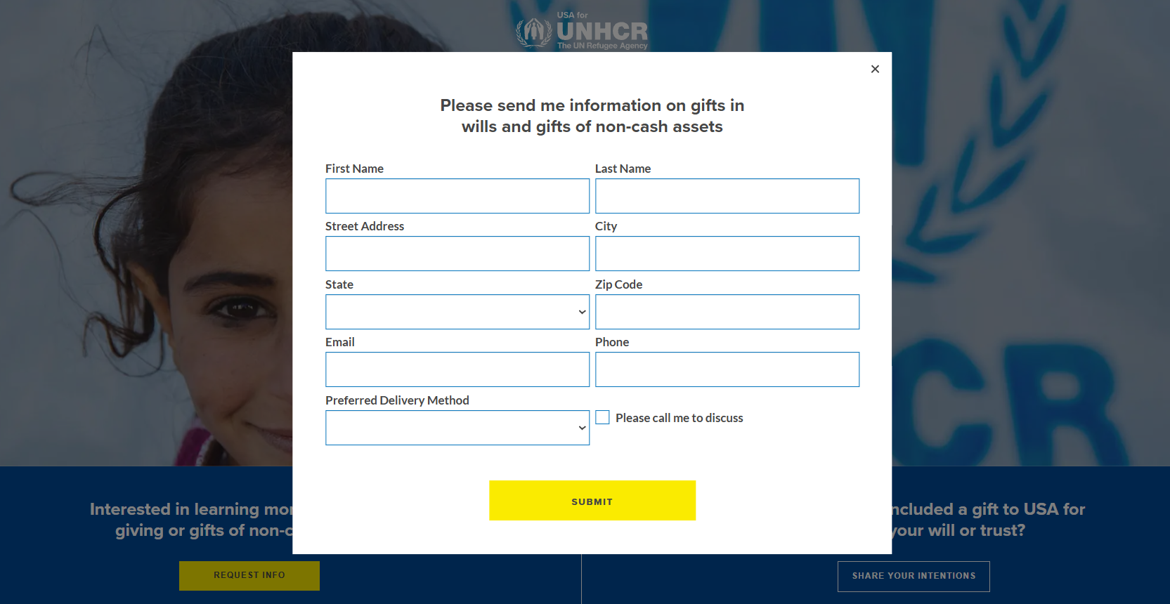 Legacy giving interest form example