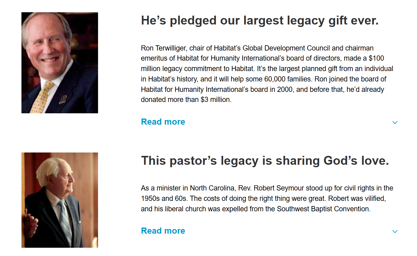 How Habitat for Humanity uses donor testimonials to promote legacy giving